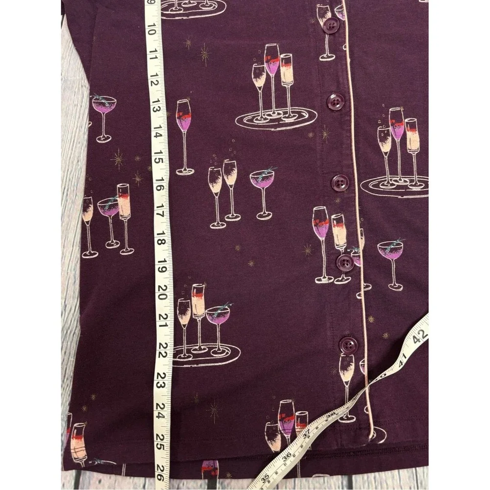 Soma Purple Champagne Toast Cheers Loungewear Holiday Cabincore Pajamas Set M